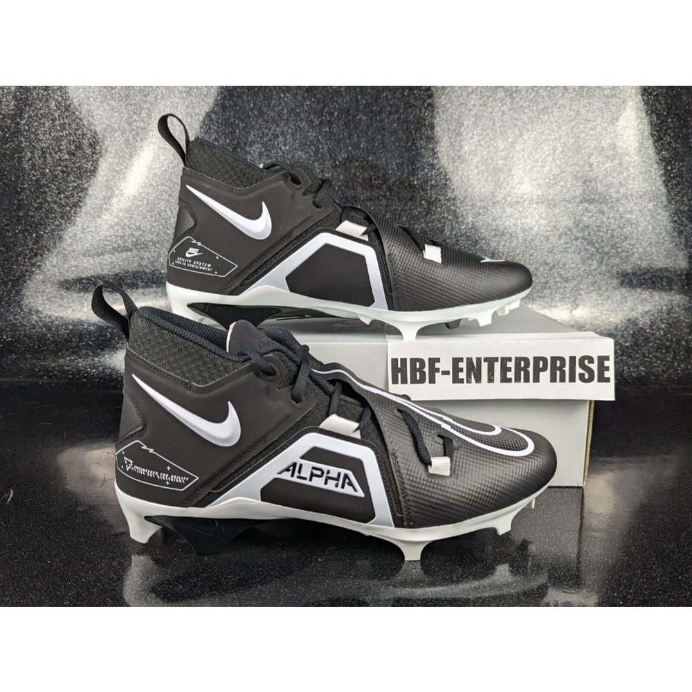 Nike Alpha Menace Pro 3 Mid Football Black White Men's Size 12 NEW